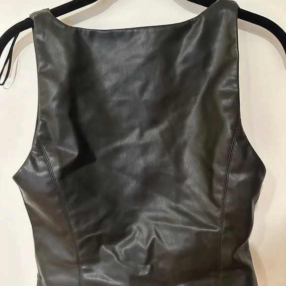 Zara Leather Button Down Corset Top - Picture 2 of 4